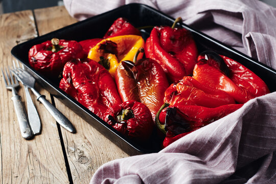 Roasted Red And Yellow Peppers.