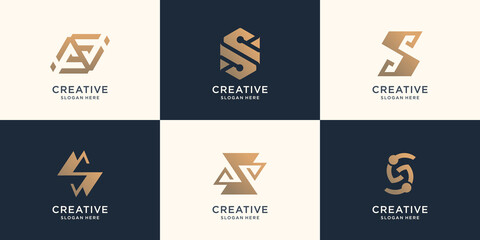 set of  logo s monogram design. icons for business of luxury, elegant, abstract concept.