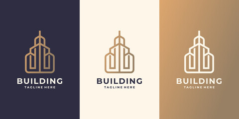 building logo inspiration. real estate, builder, construction, property, modern home design.