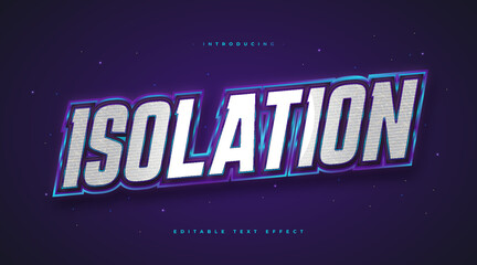 Bold Isolation Text in White and Blue with 3D Embossed Effect. Editable Text Style Effect