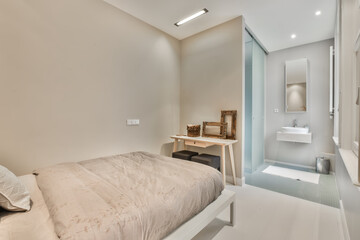 Beautiful interior design of modern and cozy bedroom