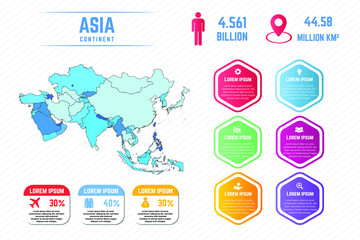 Colorful Asia Map Infographic Template