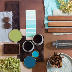 color palette mood board for interior design and decor