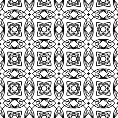 floral seamless pattern background.Geometric ornament for wallpapers and backgrounds. Black and white pattern.