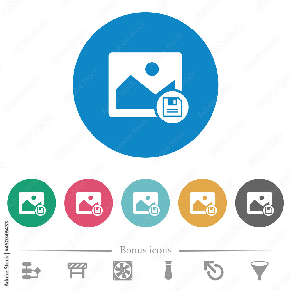 Poster save image flat round icons