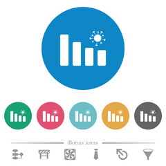 Covid graph flat round icons