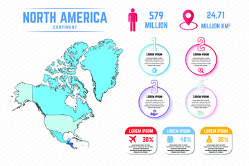 Fototapeta na wymiar Colorful North America Map Infographic Template