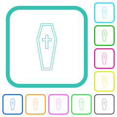 Coffin outline vivid colored flat icons