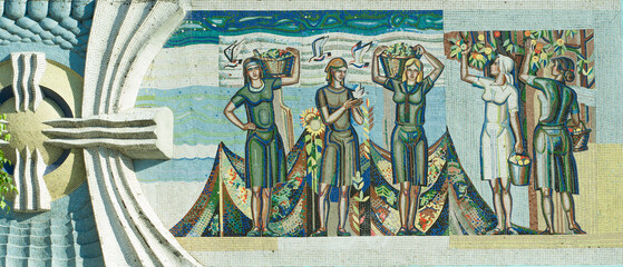 Obraz premium soviet mosaic about the work of women