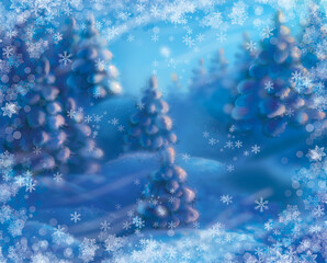 blue christmas background with snowflakes
