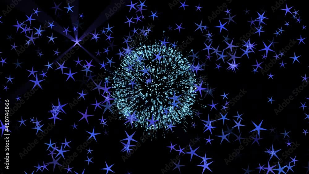 Poster futuristic technological design of flight through the stars to a planet with a strong electromagneti