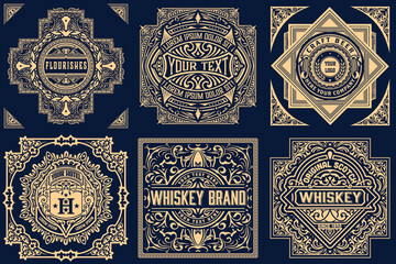 Set of 6 labels. Western style