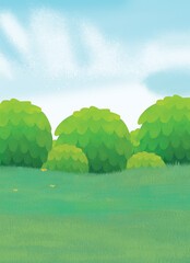 landscape with trees and clouds