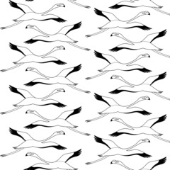 Seamless trendy pattern with flamingo. Cartoon vector illustration for prints, clothing, packaging and postcards.