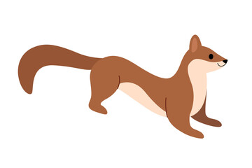 Cute marten - cartoon animal character. Vector illustration in flat style isolated on white background.