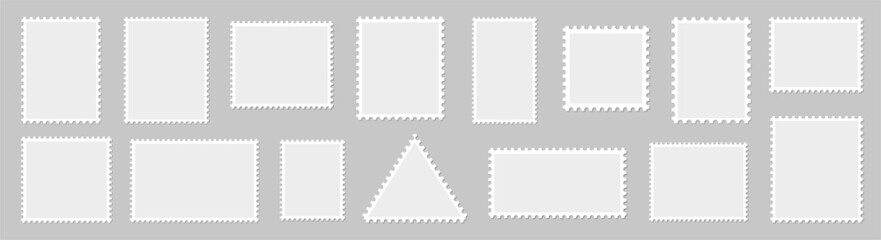 Postage stamp borders set vector illustration - obrazy, fototapety, plakaty