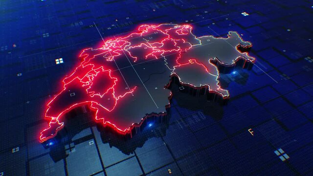 Switzerland map digital 4k 