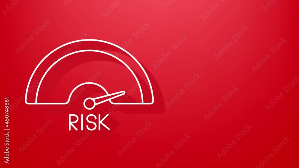 Poster risk icon on speedometer. high risk meter. motion graphics.