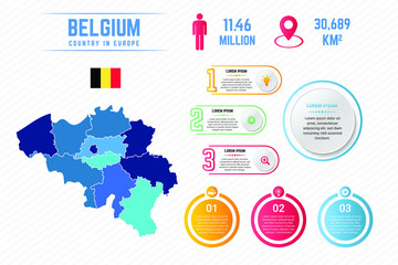 Colorful Belgium Map Infographic Template