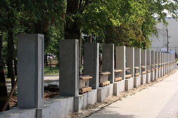Construction of the fence of the city park