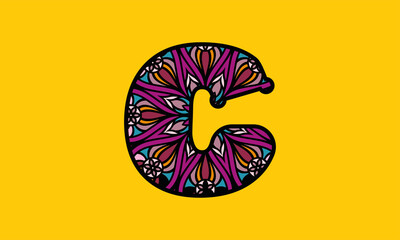 Obraz premium C letter alphabet coloring illustration vector art design.