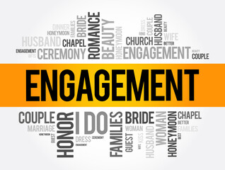 Engagement word cloud collage, concept background