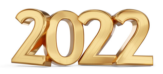 2022 bold letters golden symbol 3d-illustration - obrazy, fototapety, plakaty