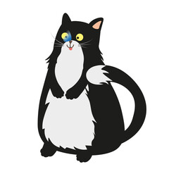 Illustration of a funny cat with a butterfly on its nose 