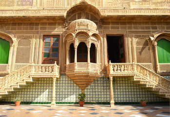 A view of the mansions and different areas within the fort of Jaisalmer, Rajasthan. 