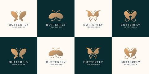 set of butterfly logo template. collection beauty butterfly inspiration for business company.