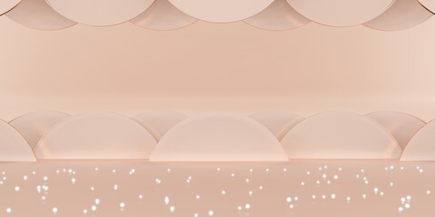 studio scene pink gold background luxury sparkling 3d illustration