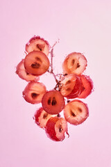 Organic bio cosmetic with grapes seeds oil and herbal ingredients. Top view