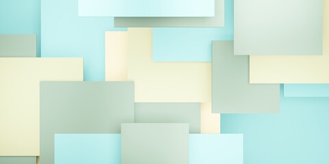 tile background Pastel green geometric hierarchy Abstract square 3D illustration