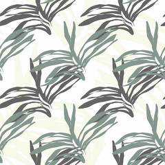 Naklejka premium Vector seamless pattern with tropical leaves. Trendy style.