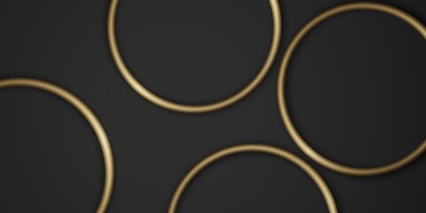 gold circle frame background black background simple luxury for paste text 3D illustration