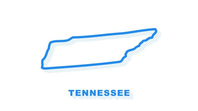Line animated map showing the state of Tennessee from the united state of American. Motion graphics.