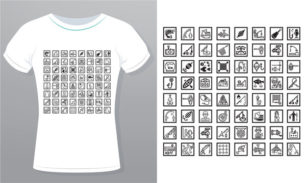 Fishing Icons from ISOTYPE Royalty-Free T-Shirt Design Template
