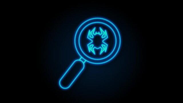 Search virus computer in flat style. Protection symbol. Internet technology. Data protection. Motion graphics.