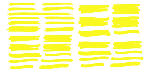 Fototapeta na wymiar yellow colored highlighter. Brush pen underline. Yellow watercolor hand drawn highlight