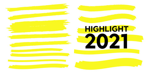 Obraz premium yellow colored highlighter. Brush pen underline. Yellow watercolor hand drawn highlight