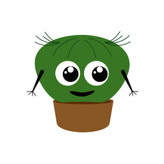 Illustration of a cute green cactus in the face. Isolated