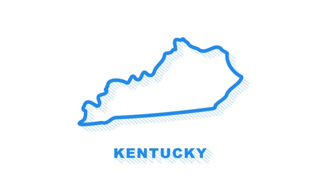 Line animated map showing the state of Kentucky from the united state of america. Motion graphics.
