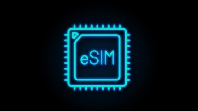 eSIM Embedded SIM card icon symbol concept. new chip mobile cellular communication technology. Motion graphics.
