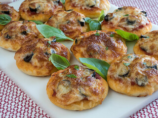 Pizzettas on White Serving Tray