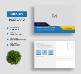Real Estate and Modern Home Sale and Business Marketing Postcard Design Template