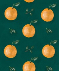 Pattern with oranges and leaves