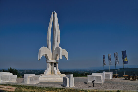 Gradacac / Bosnia and Herzegovina - 14.08.2021.: Monument Lilian dedicated to the fighters of the Army of Bosnia.