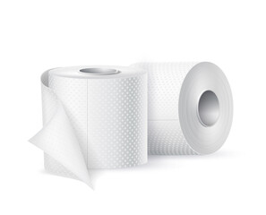 Vector realistic toilet paper roll white blank