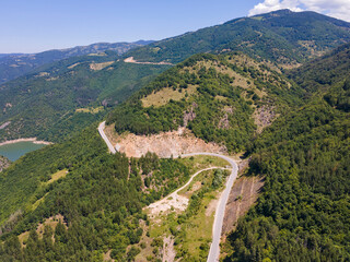 Aerial view of Tsankov kamak Reservoir, Bulgaria
