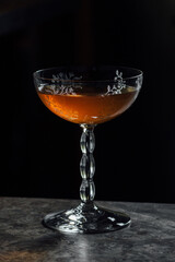 Emerson cocktail in vintage etched coupe glass